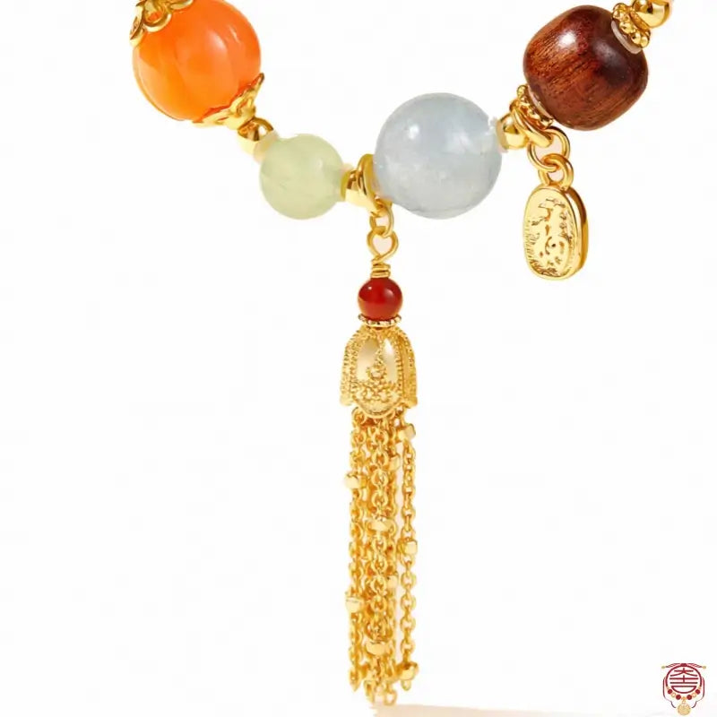 Prince Gong's Mansion Multi-Gemstone & Sacred Wood Bead Bracelet