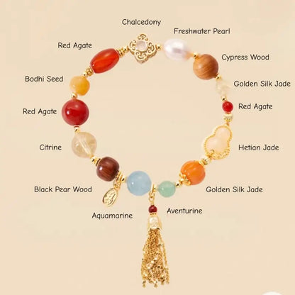 Prince Gong's Mansion Multi-Gemstone & Sacred Wood Bead Bracelet