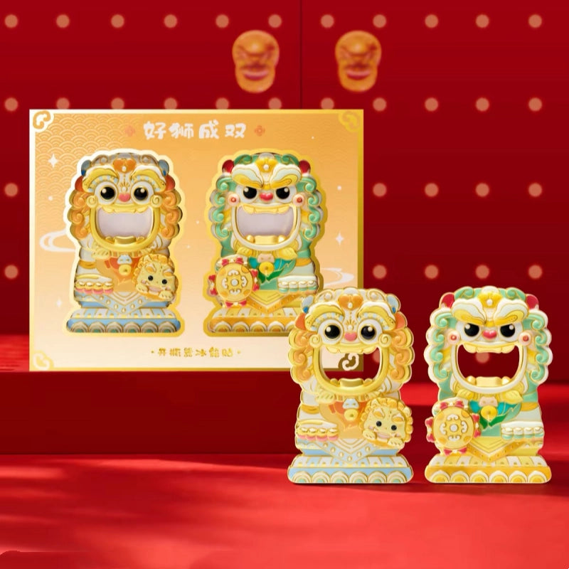Prince Kung Mansion "Double Joy Lions" Bottle Opener Fridge Magnet Set
