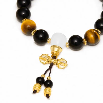 Prinz-Kung-Anwesen Set aus Rotachat- und Obsidian-Vajra-Paararmbändern
