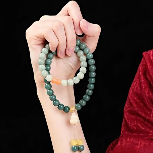National Library Bodhi Root & Gemstone Prayer Bead Hand Strand