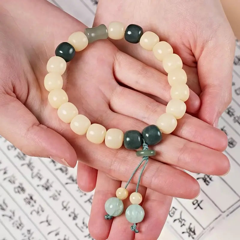 National Library Bodhi Root & Gemstone Prayer Bead Hand Strand