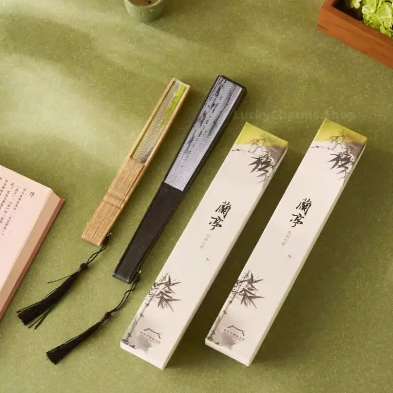 Nanjing Museum Lanting Pavilion Folding Fan Gift Set | Wang Xizhi Calligraphy Inspired | Elegant Bamboo Fan Decor