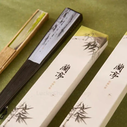 Nanjing Museum Lanting Pavilion Folding Fan Gift Set | Wang Xizhi Calligraphy Inspired | Elegant Bamboo Fan Decor