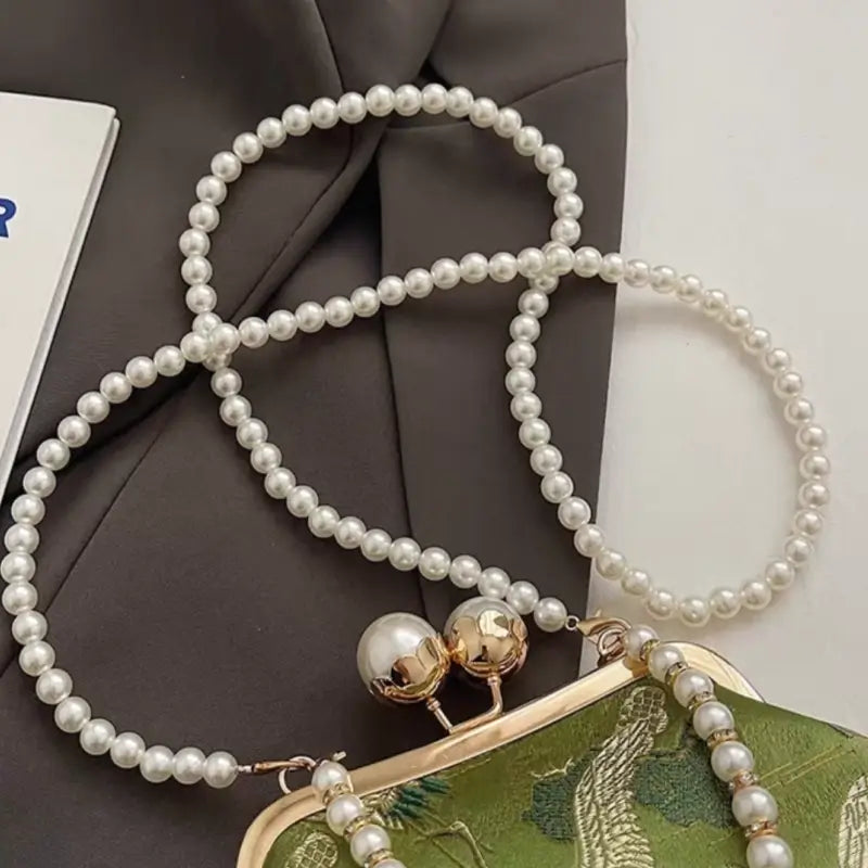Chinese Style Pearl Chain Crane Bag | Crossbody & Clutch, New Chinese Elegance