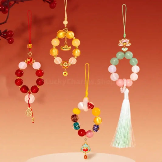 The Palace Museum Blessing Beaded Phone Charm | Crystal Pendant for Luck Wealth Peace | Chinese Style Souvenir