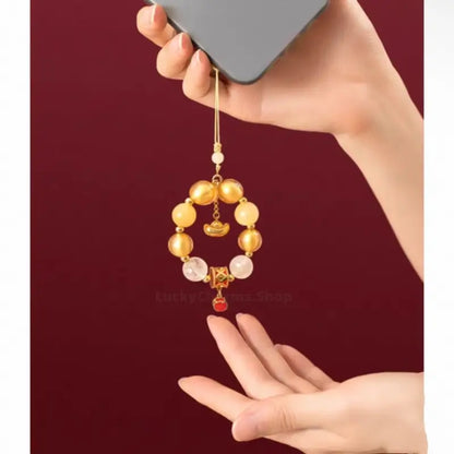 The Palace Museum Blessing Beaded Phone Charm | Crystal Pendant for Luck Wealth Peace | Chinese Style Souvenir
