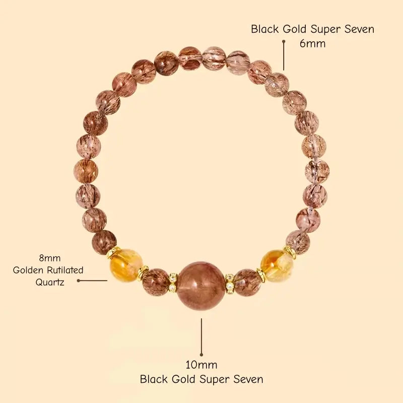 Black Gold Super Seven Bracelet - Palace Museum Citrine Wealth Strand