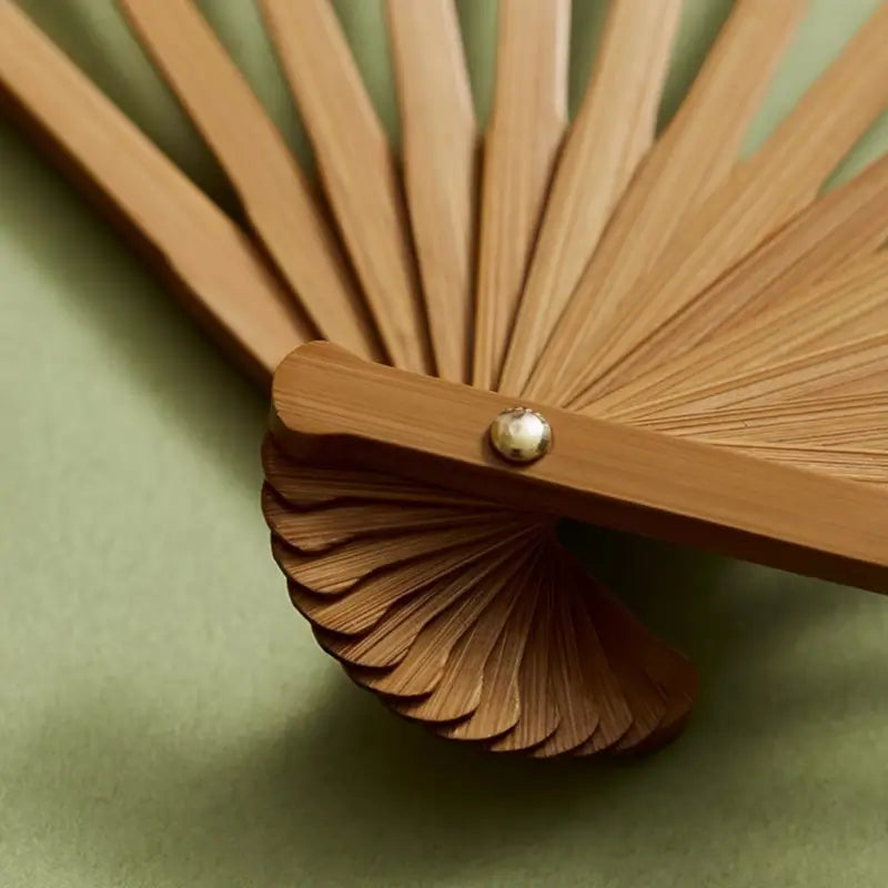Palace Double-Sided Silk Folding Fan with Polished Bamboo Ribs