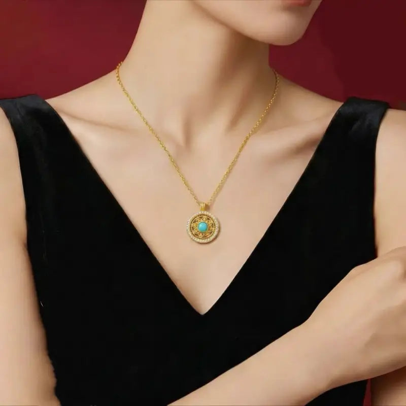 Pendentif-collier en argent pur vermeil Boussole des huit trésors du Musée du Palais