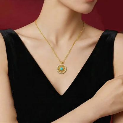 Pendentif-collier en argent pur vermeil Boussole des huit trésors du Musée du Palais