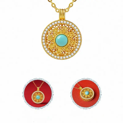 Pendentif-collier en argent pur vermeil Boussole des huit trésors du Musée du Palais