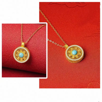 Pendentif-collier en argent pur vermeil Boussole des huit trésors du Musée du Palais