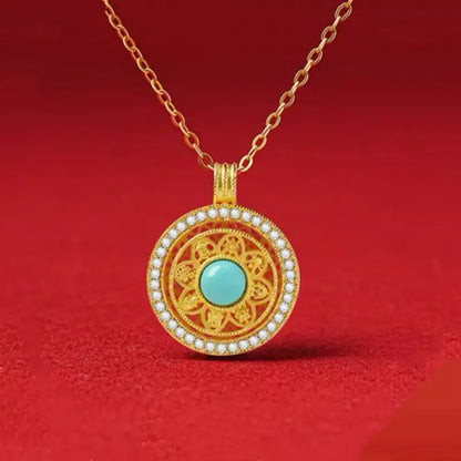Pendentif-collier en argent pur vermeil Boussole des huit trésors du Musée du Palais