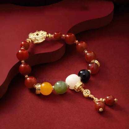 Five Jambhalas Wealth-Attracting Bracelet | Tibetan Buddhism Auspicious Accessory-LuckyCharms.Shop