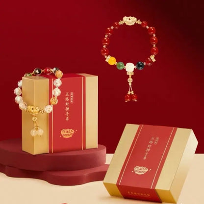 Five Jambhalas Wealth-Attracting Bracelet | Tibetan Buddhism Auspicious Accessory-LuckyCharms.Shop