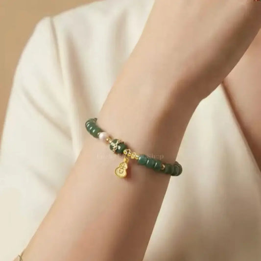 Palace Heritage Charm Bracelet - Jadeite Barrel & Pearl Accent Strand