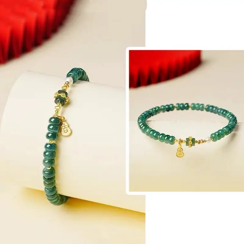 Palace Heritage Charm Bracelet - Jadeite Barrel & Pearl Accent Strand