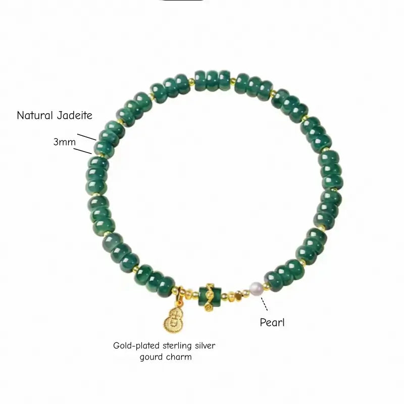 Palace Heritage Charm Bracelet - Jadeite Barrel & Pearl Accent Strand