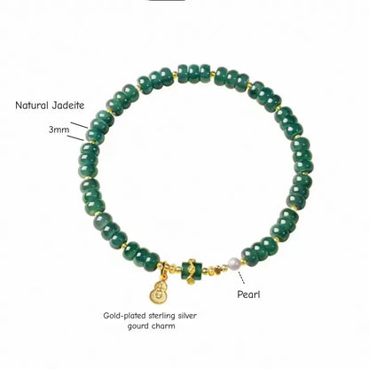 Palace Heritage Charm Bracelet - Jadeite Barrel & Pearl Accent Strand