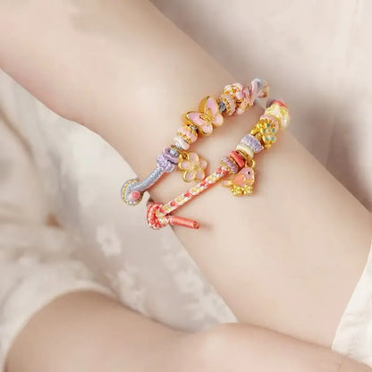 Palace Museum Magpie & Butterfly Enamel Hand-Woven Cord Bracelet