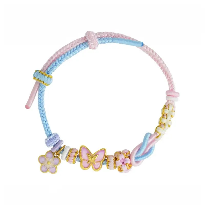 Palace Museum Magpie & Butterfly Enamel Hand-Woven Cord Bracelet