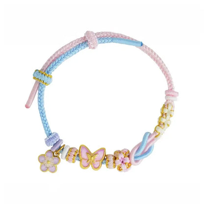 Palace Museum Magpie & Butterfly Enamel Hand-Woven Cord Bracelet