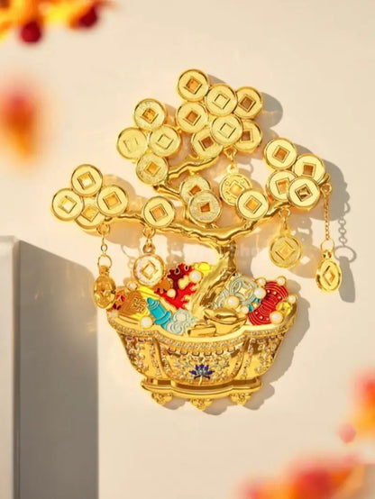 Chinese Auspicious Wealth Money Tree Fridge Magnet | Chinese New Year Gift Souvenir-LuckyCharms.Shop
