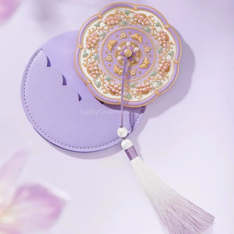 Palace Museum Pocket Mirror - Purple Floral Butterfly Folding Mirror