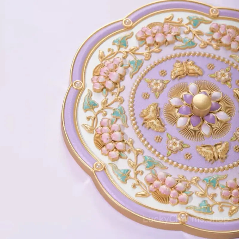 Palace Museum Pocket Mirror - Purple Floral Butterfly Folding Mirror