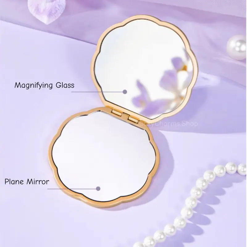 Palace Museum Pocket Mirror - Purple Floral Butterfly Folding Mirror