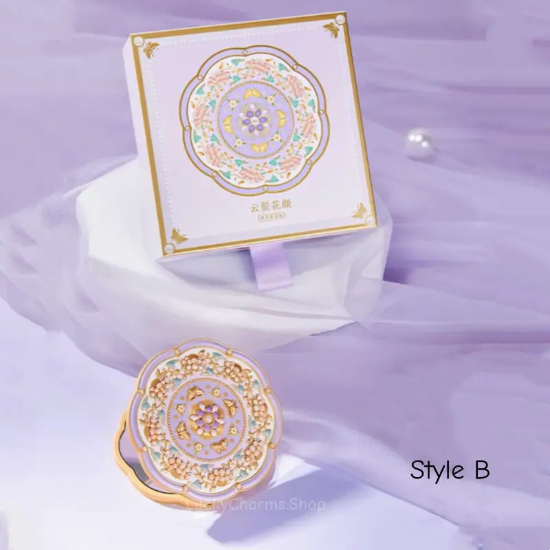 Palace Museum Pocket Mirror - Purple Floral Butterfly Folding Mirror