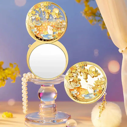 Palace Museum "Moonlit Rabbit & Osmanthus" Liquid Quicksand Compact Mirror