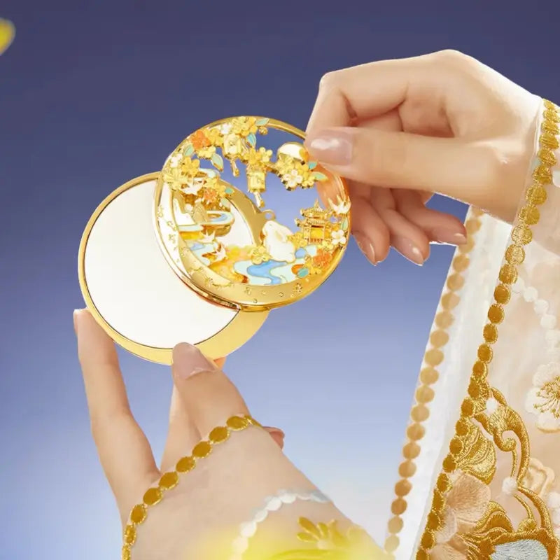 Palace Museum "Moonlit Rabbit & Osmanthus" Liquid Quicksand Compact Mirror