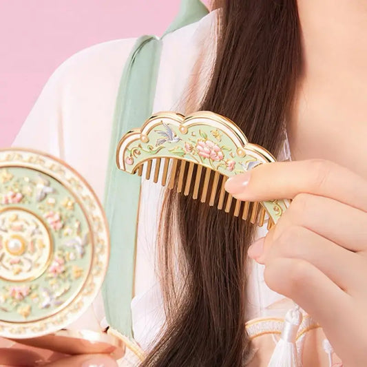 Coffret Cadeau Miroir & Peigne en Métal "Oiseaux et Fleurs" Innovation Culturelle du Palais