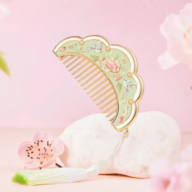 Palace Cultural Innovation "Birds & Blossoms" Metal Mirror & Comb Gift Set