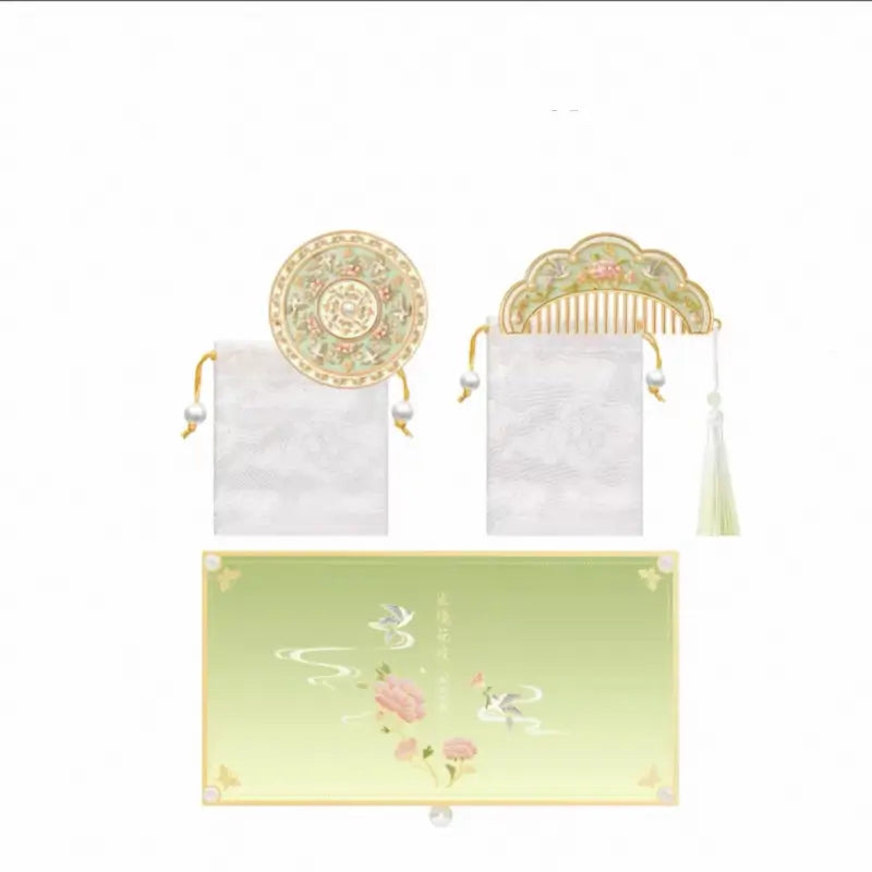 Palace Cultural Innovation "Birds & Blossoms" Metal Mirror & Comb Gift Set