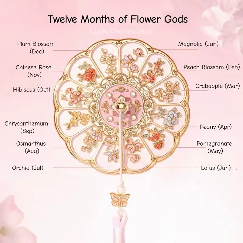 Palace Museum Pocket Mirror - 12 Flowers Goddess Folding Mirror