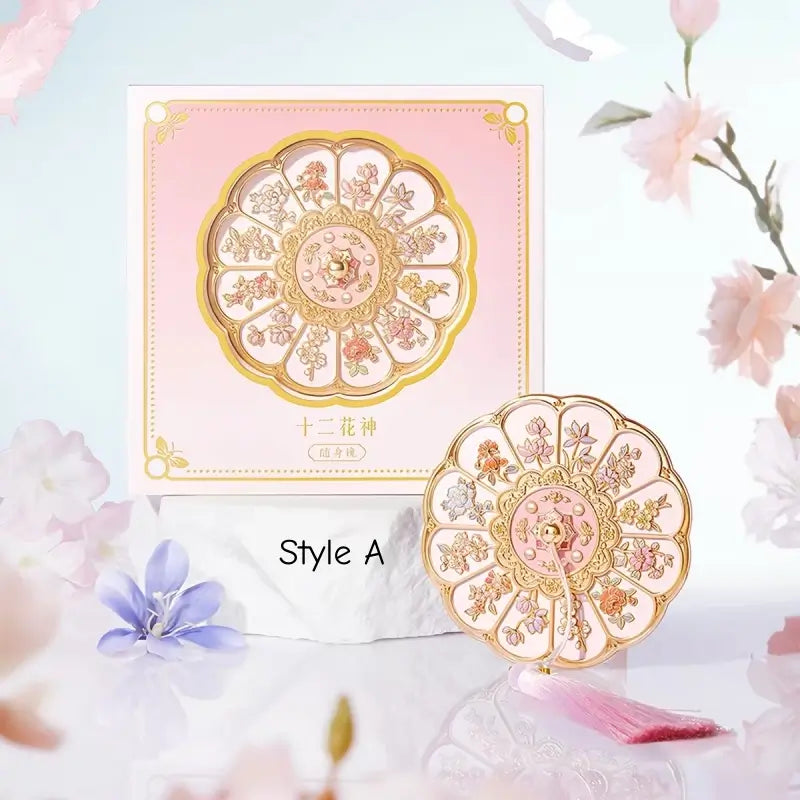 Palace Museum Pocket Mirror - 12 Flowers Goddess Folding Mirror