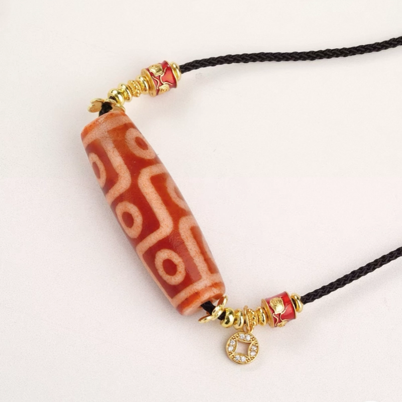 Potala Palace Blessed Red Flesh Nine-Eyed Agate Pendant Necklace