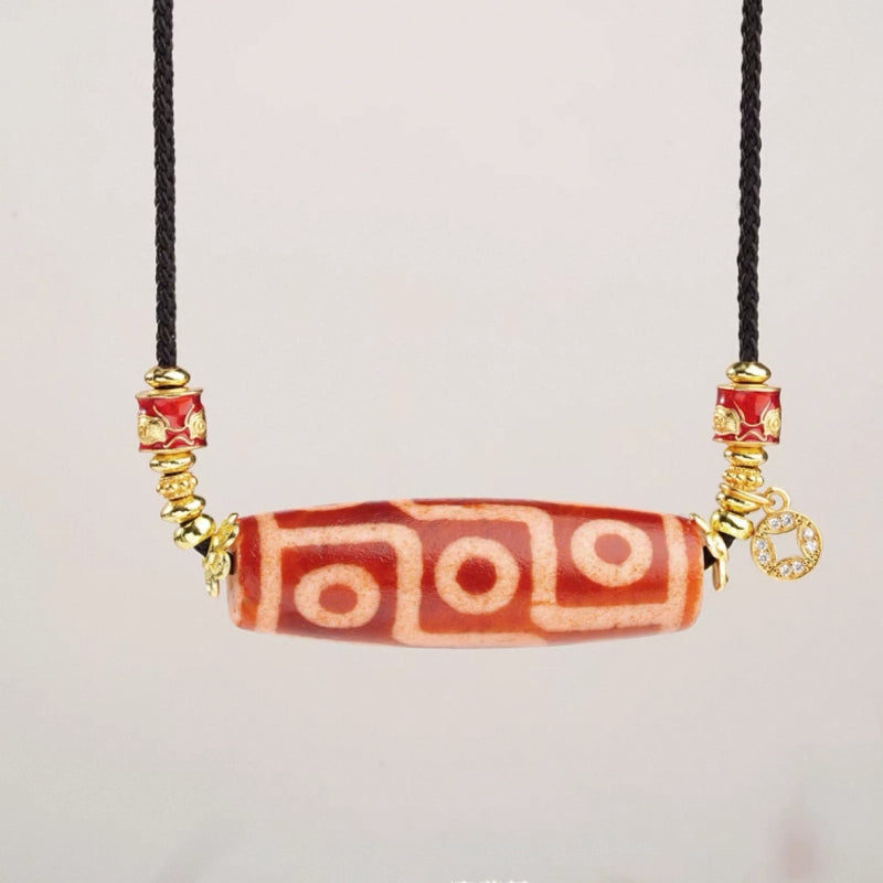 Potala Palace Blessed Red Flesh Nine-Eyed Agate Pendant Necklace