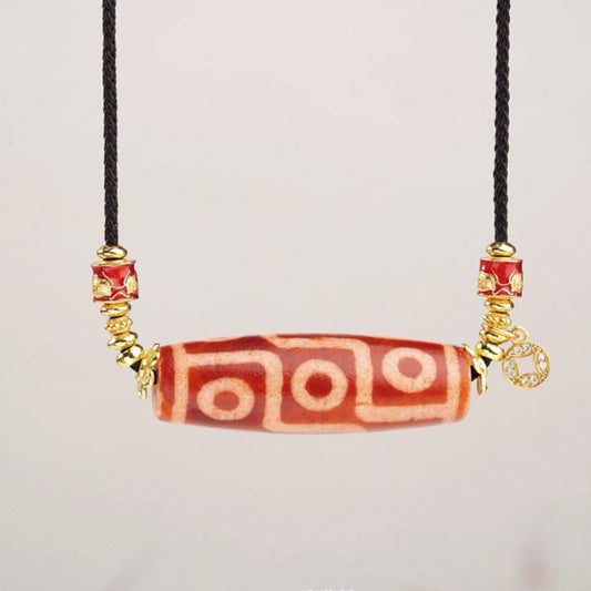 Potala Palace Blessed Red Flesh Nine-Eyed Agate Pendant Necklace