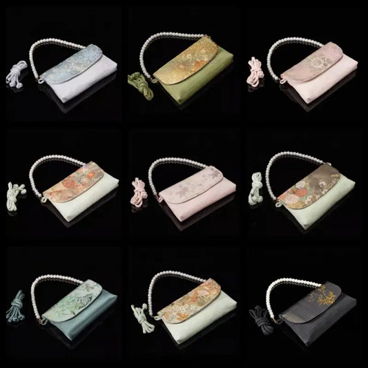 Intangible Heritage Song Brocade Silk Pearl Chain Crossbody & Handbag