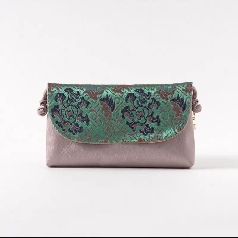 Sac bandoulière et pochette en brocart de soie « Intangible Heritage Song »