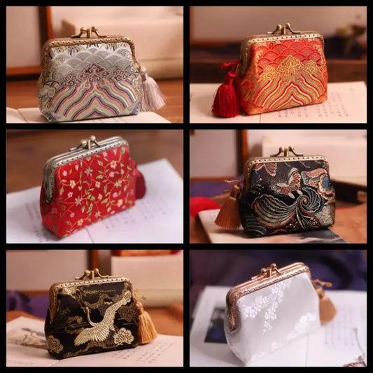 Chinese Style Silk Embroidery Double-Layer Coin Purse