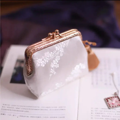 Porte-monnaie double couche en soie brodée de style chinois