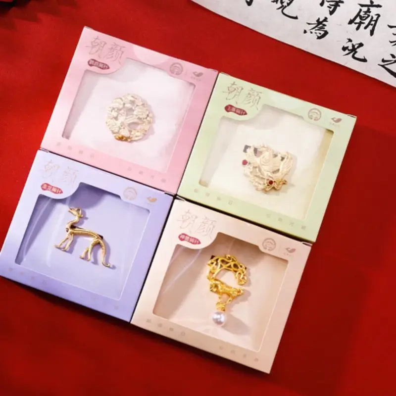 Shaanxi History Museum Gilded Brooch | Cultural Relic Inspired, Auspicious Meaning, Safety Lock - Gift & Daily Wear-LuckyCharms.Shop