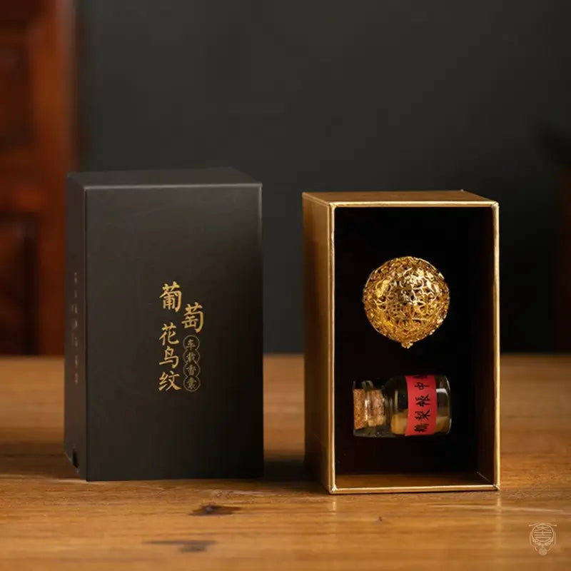 Grape & Bird Pattern Incense Sphere Car Aroma Diffuser | Souvenir du Musée d'histoire du Shaanxi