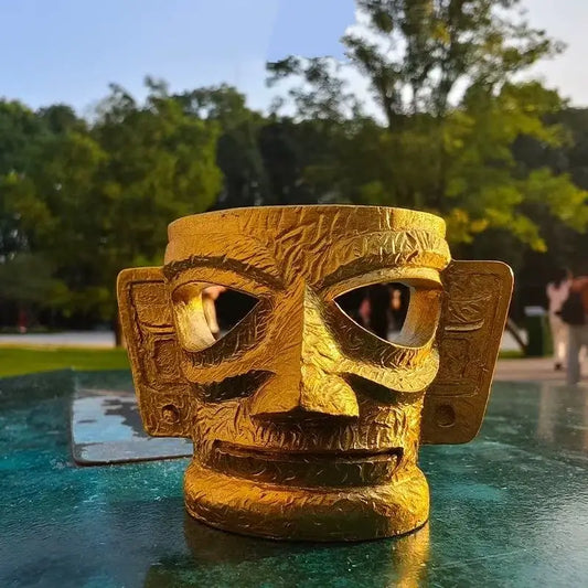 Gold Mask 3D Fridge Magnet from The Sanxingdui Museum-LuckyCharms.Shop