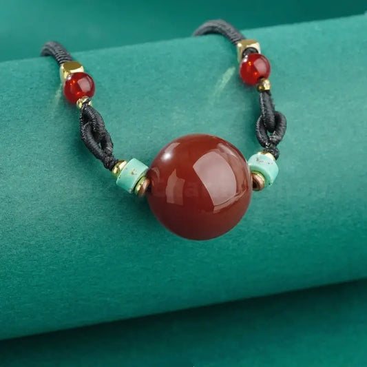 Potala Palace Enpowered Nanhong Agate Luck-Transforming Bead Pendant Necklace-LuckyCharms.Shop